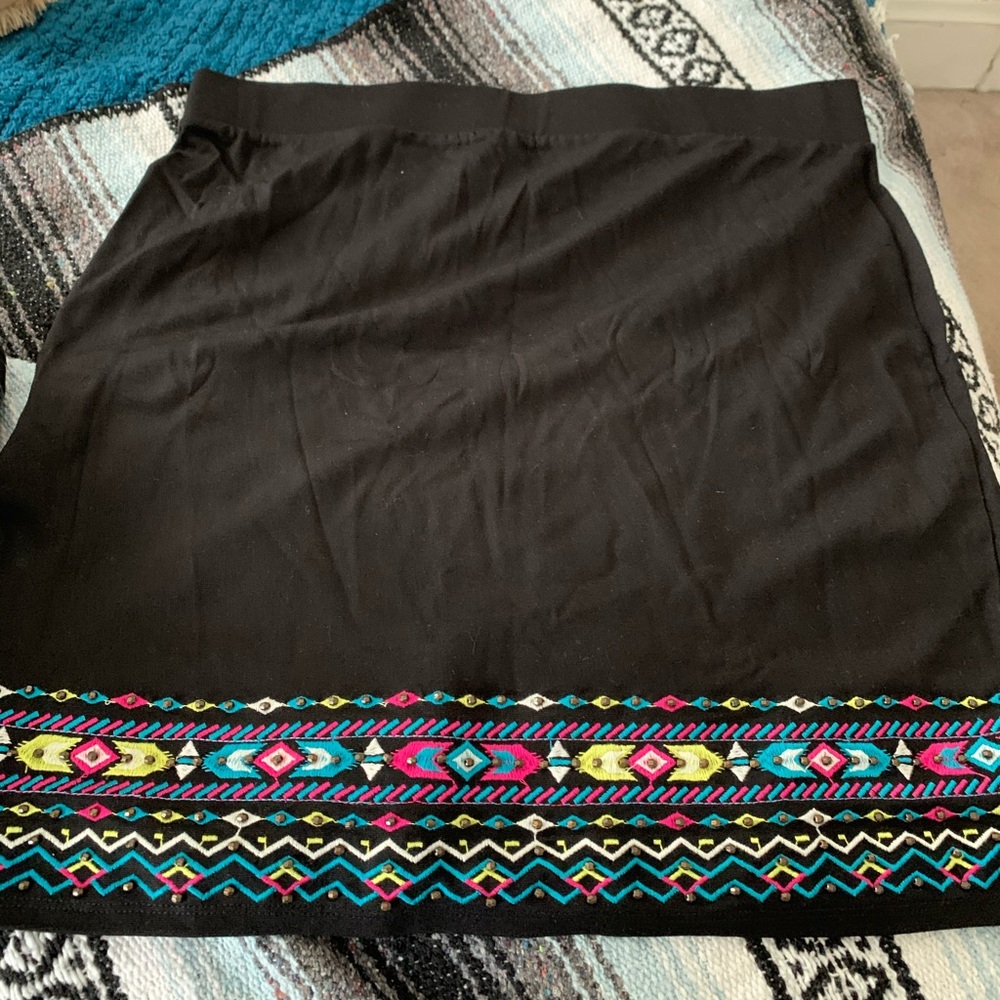 Black skirt with colorful detail